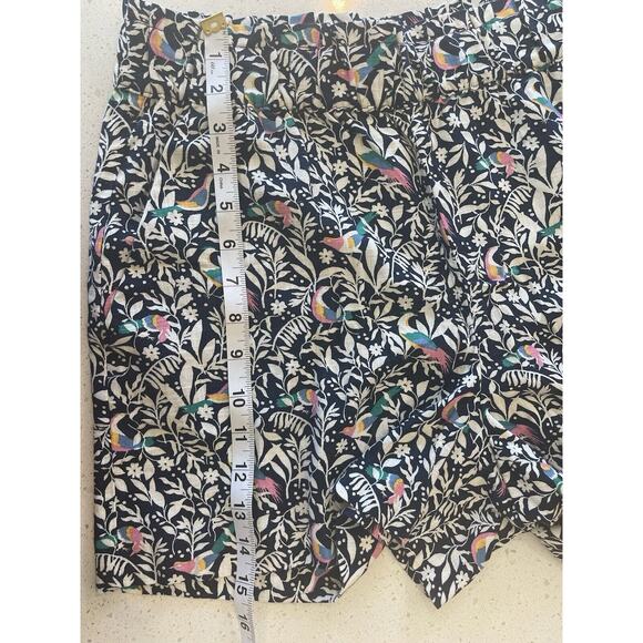 LOFT Pull On Shorts Bird Floral Print Linen Blend Size Medium - Picture 3 of 5
